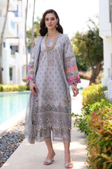 3-PC UNSTITCHED EMBROIDERED LAWN SHIRT WITH EMBROIDERED CHIFFON DUPATTA  CN4-14