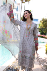 3-PC UNSTITCHED EMBROIDERED LAWN SHIRT WITH EMBROIDERED CHIFFON DUPATTA  CN4-14