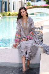 3-PC UNSTITCHED EMBROIDERED LAWN SHIRT WITH EMBROIDERED CHIFFON DUPATTA  CN4-14