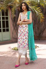 3-PC Unstitched Embroidered Lawn Shirt with Embroidered Chiffon Dupatta and Trouser  AS4-30