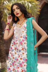 3-PC Unstitched Embroidered Lawn Shirt with Embroidered Chiffon Dupatta and Trouser  AS4-30