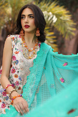 3-PC Unstitched Embroidered Lawn Shirt with Embroidered Chiffon Dupatta and Trouser  AS4-30