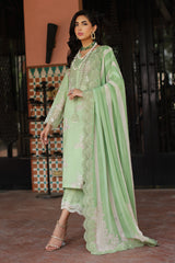 3-PC Unstitched Embroidered Lawn Shirt with Embroidered Chiffon Dupatta and Trouser AS4-31