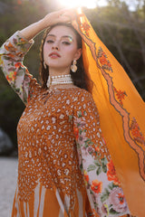 3-PC Unstitched Printed Lawn with Embroidered Chiffon Dupatta PM4-29