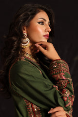 3-PC Embroidered Raw-Silk Shirt with Embroidered Organza Dupatta and Shalwar CMA-4-098