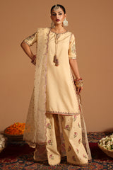 3-PC Embroidered Raw-Silk Shirt with Embroidered Organza Dupatta and Shalwar CMA-4-100