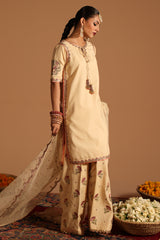 3-PC Embroidered Raw-Silk Shirt with Embroidered Organza Dupatta and Shalwar CMA-4-100