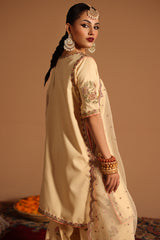 3-PC Embroidered Raw-Silk Shirt with Embroidered Organza Dupatta and Shalwar CMA-4-100