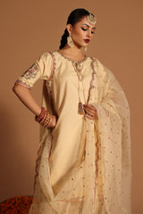 3-PC Embroidered Raw-Silk Shirt with Embroidered Organza Dupatta and Shalwar CMA-4-100