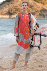 3-PC Unstitched Printed Lawn Shirt with Chiffon Dupatta and Trouser CP4-49