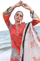 3-PC Unstitched Printed Lawn Shirt with Chiffon Dupatta and Trouser CP4-49