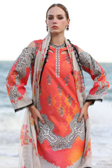 3-PC Unstitched Printed Lawn Shirt with Chiffon Dupatta and Trouser CP4-49