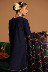 3-PC Embroidered Korean-Silk Shirt with Embroidered Organza Dupatta and Shalwar CMA-4-099