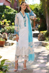 3-PC Unstitched Embroidered Lawn Shirt with Embroidered Chiffon Dupatta and Trouser CRS4-15