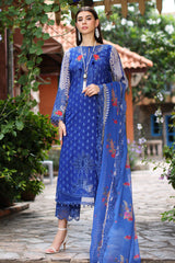 3-PC Unstitched Embroidered Lawn Shirt with Embroidered Chiffon Dupatta and Trouser CRS4-17