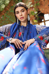 3-PC Unstitched Embroidered Lawn Shirt with Embroidered Chiffon Dupatta and Trouser CRS4-17