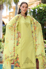 3-PC Unstitched Embroidered Lawn Shirt with Embroidered Chiffon Dupatta and Trouser CRS4-18