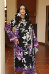 3-PC Unstitched Embroidered Lawn Shirt with Embroidered Chiffon Dupatta and Trouser AS4-46