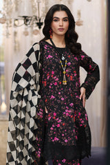 3-PC Unstitched Printed Lawn Shirt with Embroidered Chiffon Dupatta and Trouser CRB4-03