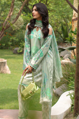 3-PC Printed Lawn Shirt with Printed Chiffon Dupatta with Trouser AS4-48