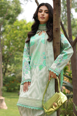 3-PC Printed Lawn Shirt with Printed Chiffon Dupatta with Trouser AS4-48