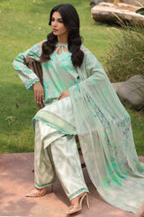 3-PC Printed Lawn Shirt with Printed Chiffon Dupatta with Trouser AS4-48