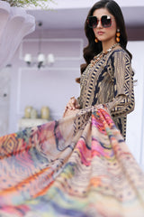 3-PC Unstitched Printed Lawn Shirt with Embroidered Chiffon Dupatta and Trouser CRB4-04