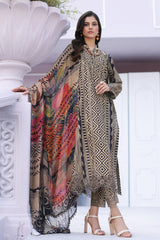 3-PC Unstitched Printed Lawn Shirt with Embroidered Chiffon Dupatta and Trouser CRB4-04