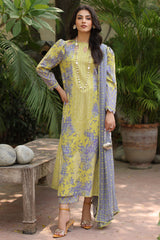 3-PC Printed Lawn Shirt with Printed Chiffon Dupatta and Trouser AS4-50