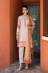 3-PC Unstitched Printed Lawn Shirt with Embroidered Chiffon Dupatta and Trouser AS4-22