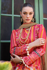 3-PC Printed Lawn Shirt with Embroidered Chiffon Dupatta and Trouser AS4-54