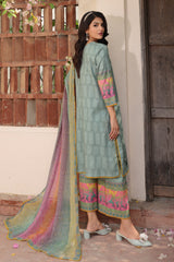 3-PC Printed Lawn Shirt with Printed Chiffon Dupatta and Trouser AS4-52