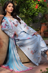 3-PC Unstitched Printed Lawn Shirt with Printed Chiffon Dupatta and Trouser AS4-53