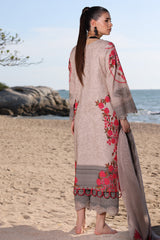 3-PC Unstitched Printed Lawn Shirt with Embroidered Chiffon Dupatta and Trouser AN4-07