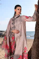 3-PC Unstitched Printed Lawn Shirt with Embroidered Chiffon Dupatta and Trouser AN4-07