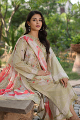 3-PC Unstitched Embroidered Lawn Shirt with Embroidered Chiffon Dupatta and Trouser AS4-37