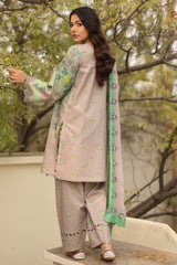 3-PC Printed Lawn Shirt with Embroidered Dyed Chiffon Dupatta and Trouser DSPM4-01