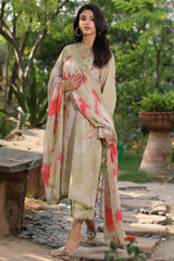 3-PC Unstitched Embroidered Lawn Shirt with Embroidered Chiffon Dupatta and Trouser AS4-37