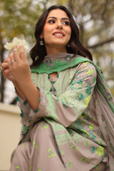 3-PC Printed Lawn Shirt with Embroidered Dyed Chiffon Dupatta and Trouser DSPM4-01