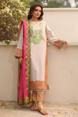 3-PC Printed Lawn Shirt with Embroidered Cotton Net Dupatta and Trouser DSPM4-09