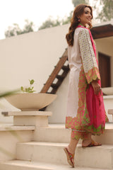 3-PC Printed Lawn Shirt with Embroidered Cotton Net Dupatta and Trouser DSPM4-09