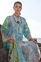 3-PC Unstitched Printed Lawn Shirt with Embroidered Chiffon Dupatta and Trouser AN4-05