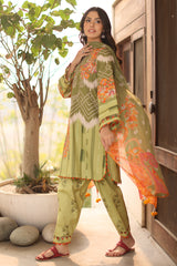 3-PC Printed Lawn Shirt with Chiffon Dupatta and Trouser DCSP4-5