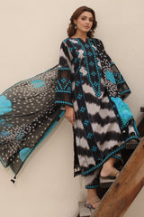 3-PC Printed Lawn Shirt with Chiffon Dupatta and Trouser DCSP4-6