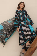 3-PC Printed Lawn Shirt with Chiffon Dupatta and Trouser DCSP4-6