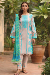 3-PC Printed Lawn Shirt with Chiffon Dupatta and Trouser DCSP4-9