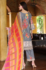 3-PC Embroidered Lawn Shirt with Embroidered Chiffon Dupatta and Trouser DSCC4-24