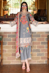 3-PC Embroidered Lawn Shirt with Embroidered Chiffon Dupatta and Trouser DSCC4-24