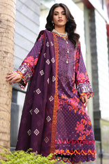 3-PC Unstitched Printed Lawn Shirt with Embroidered Dupatta and Trouser  AS4-14