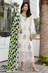 3-PC Unstitched Printed Lawn Shirt with Embroidered Chiffon Dupatta and Trouser CRB4-14